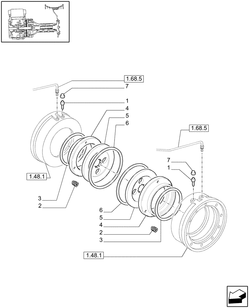 Схема запчастей Case IH JX1085C - (1.65.3) - PARKING BRAKE SYSTEM (05) - REAR AXLE