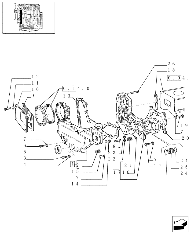 Схема запчастей Case IH JX1075N - (0.04.3[01]) - COVERS & GASKETS (01) - ENGINE
