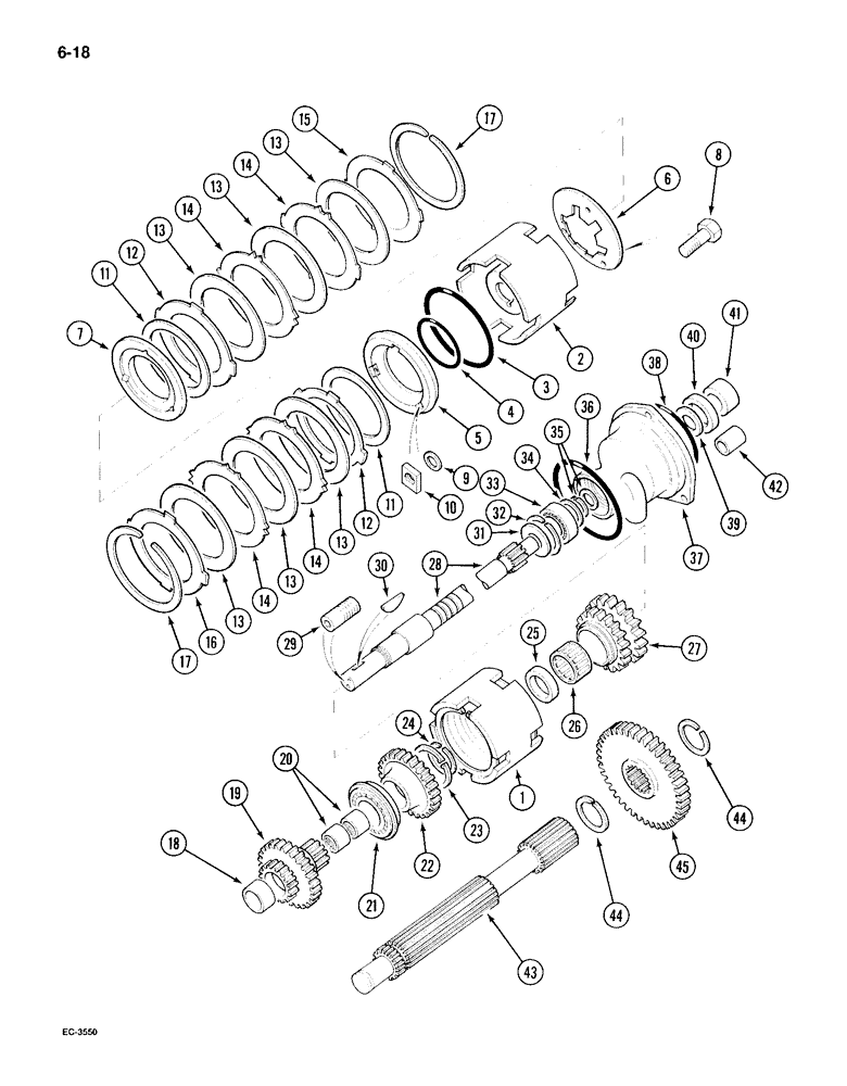 Схема запчастей Case IH 495 - (6-018) - SPEED TRANSMISSION, TWO SPEED POWER SHIFT ATTACHMENT (06) - POWER TRAIN