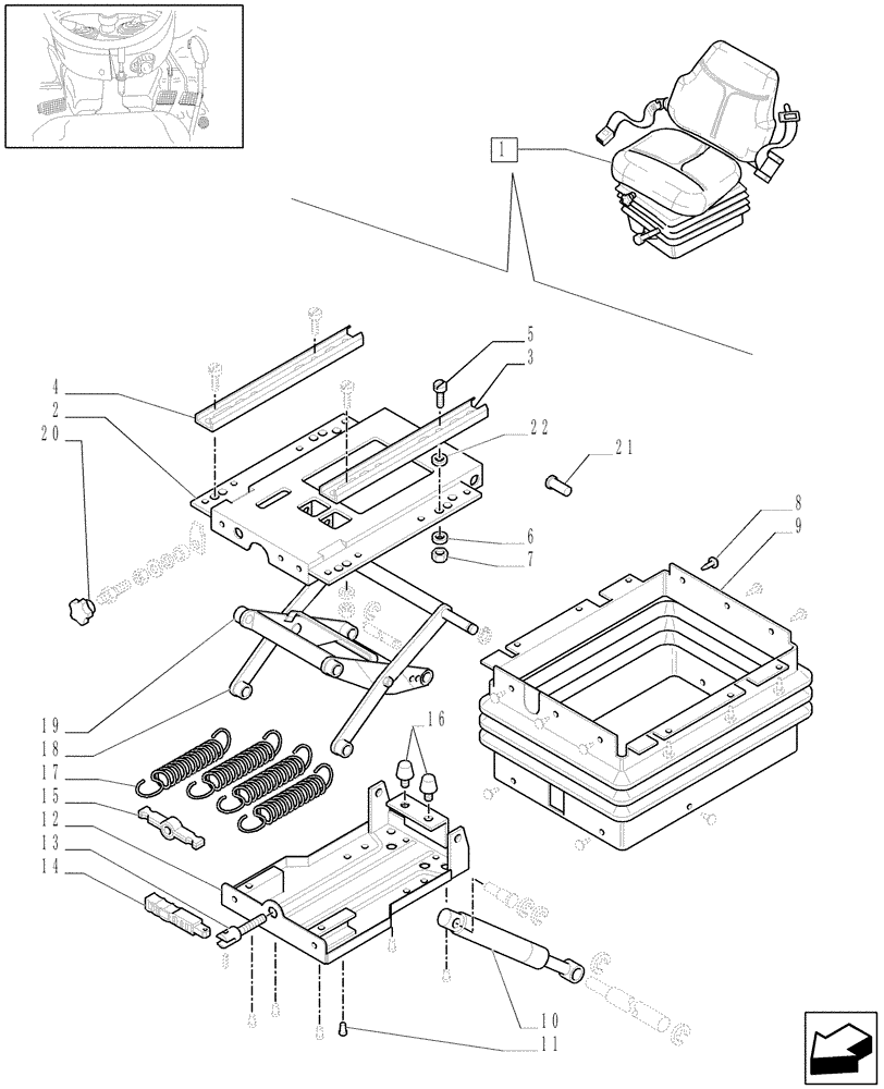 Схема запчастей Case IH JX1075N - (1.92.85/02A[02]) - (VAR.197) CASE SEAT, WITH BELTS, WITHOUT SWITCH - W/CAB - BREAKDOWN - C5644 (10) - OPERATORS PLATFORM/CAB