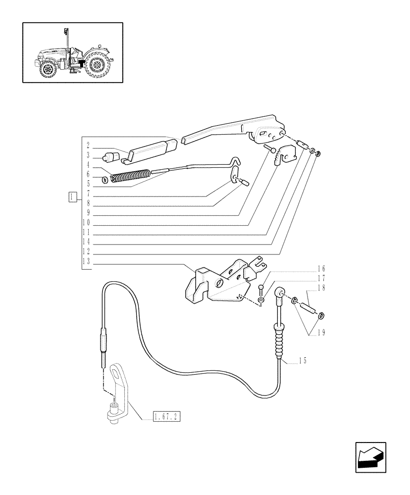 Схема запчастей Case IH JX1070N - (1.92.67) - HANDBRAKE CONTROL (10) - OPERATORS PLATFORM/CAB