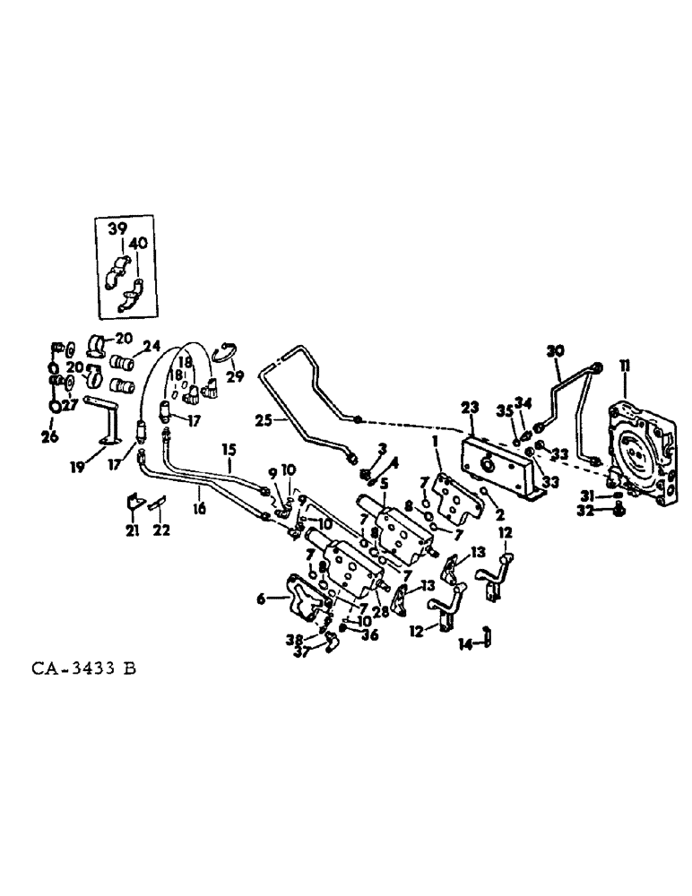 Схема запчастей Case IH 574 - (10-38) - HYDRAULICS, AUXILIARY VALVES AND TUBES, SERIAL NO. 113209 AND BELOW (07) - HYDRAULICS