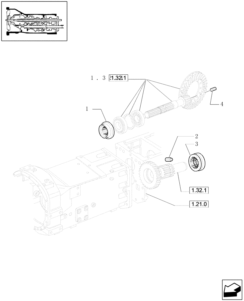 Схема запчастей Case IH JX1070U - (1.32.1/01) - (VAR.271-272-274-276-296) (HI-LO) AND SYNCHRONIZED REVERSING GEAR - 30-40 KM/H - SLEEVES (03) - TRANSMISSION