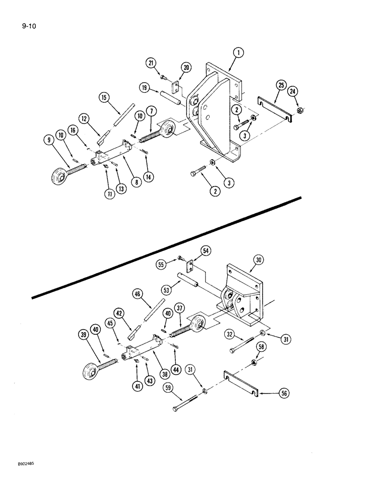 Схема запчастей Case IH 9210 - (9-010) - HITCH UPPER LINK MOUNT, P.I.N. JCB0028400 AND AFTER, WITHOUT PTO (09) - CHASSIS/ATTACHMENTS