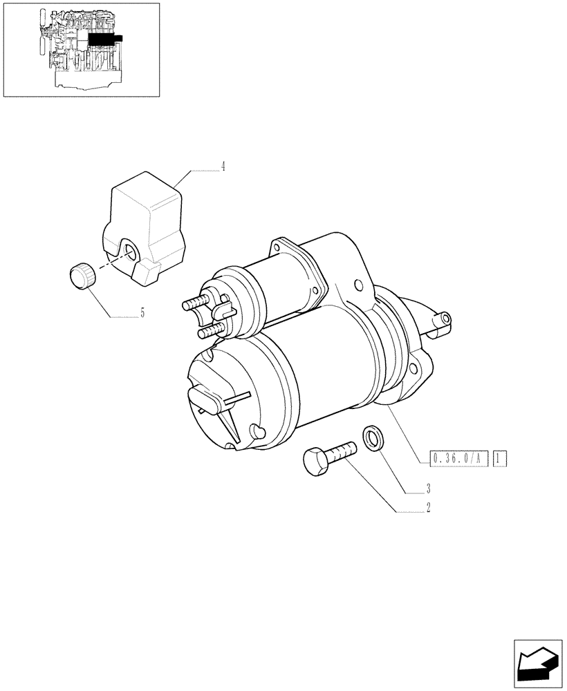 Схема запчастей Case IH JX1070C - (0.36.0) - STARTER MOTOR (01) - ENGINE