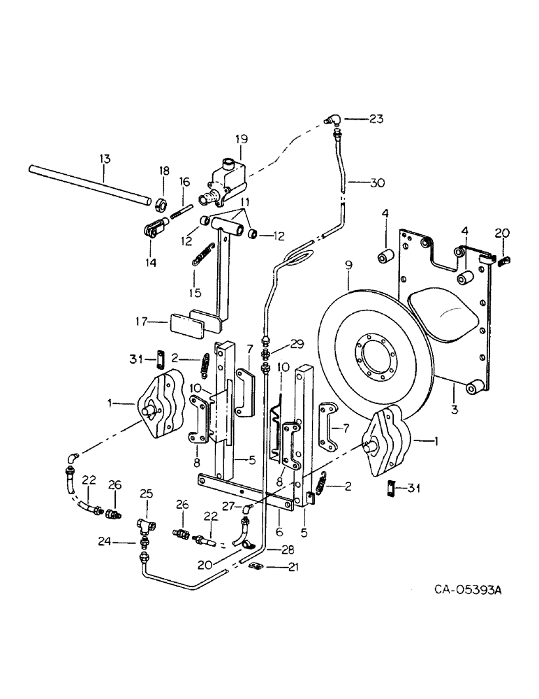 Схема запчастей Case IH 4586 - (04-03) - BRAKES, MASTER BRAKE AND CONTROLS, 4586 TRACTOR WITH SERIAL NO. 1500 AND BELOW (5.1) - BRAKES