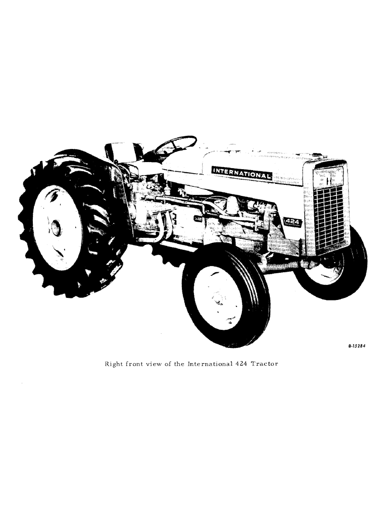 Схема запчастей Case IH 424 - (005) - RIGHT FRONT VIEW OF THE INTERNATIONAL 424 TRACTOR (00) - GENERAL
