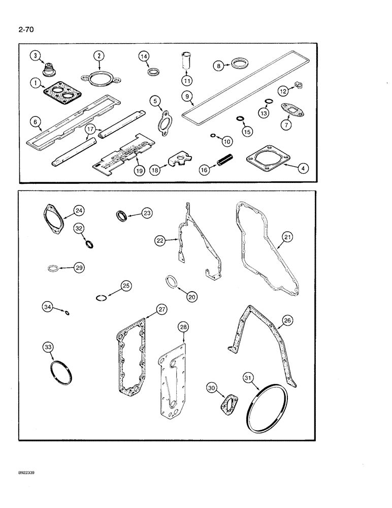 Схема запчастей Case IH 9230 - (2-070) - ENGINE GASKET KITS, 6T-830 ENGINE, 6TA-830 ENGINE, VALVE GRIND KIT (02) - ENGINE