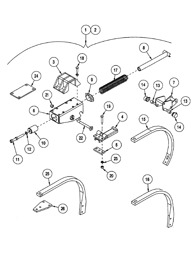 Схема запчастей Case IH CONCORD - (B44) - TRIP SHANK ASSEMBLY 