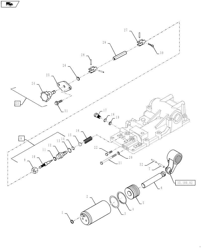 Схема запчастей Case IH FARMALL 35B - (35.100.07) - HYDRAULIC CYLINDER (35) - HYDRAULIC SYSTEMS