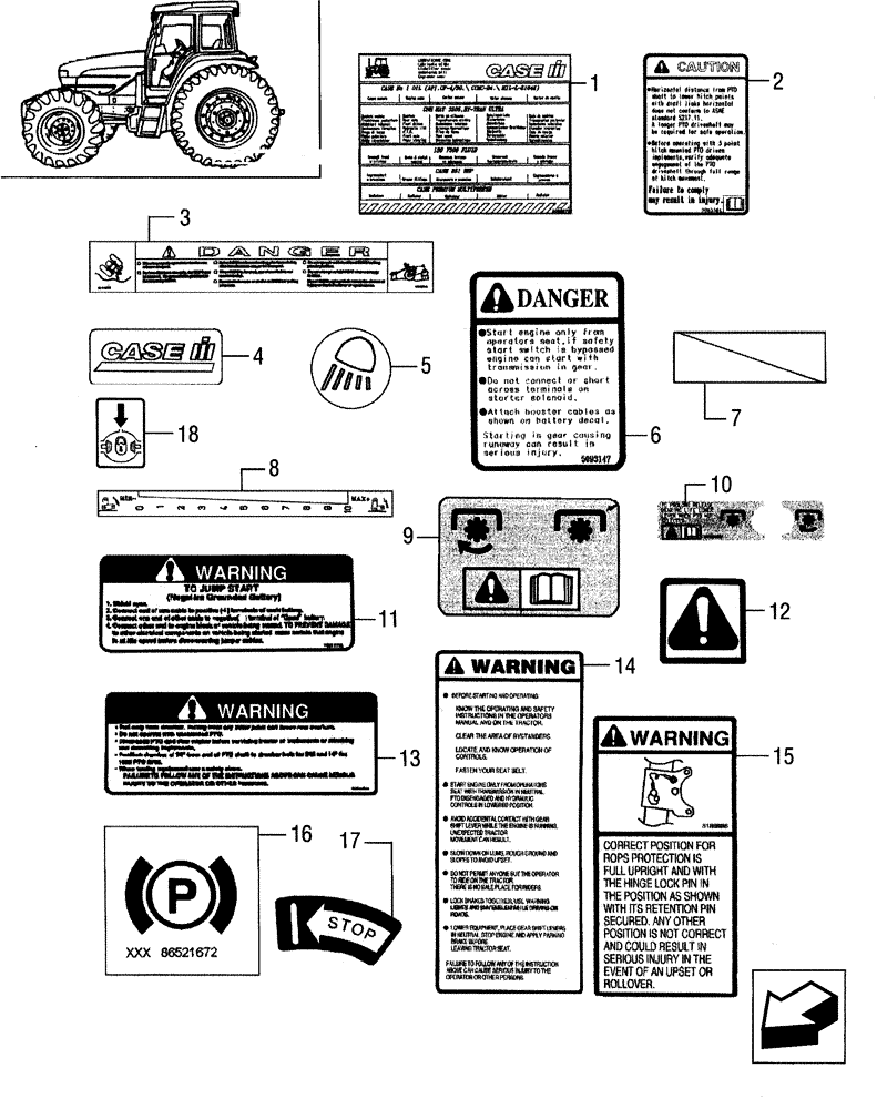 Схема запчастей Case IH JX95 - (1.98.0/01[01]) - (VAR.007) NORTH AMERICA VERSION - DECALS (13) - DECALS