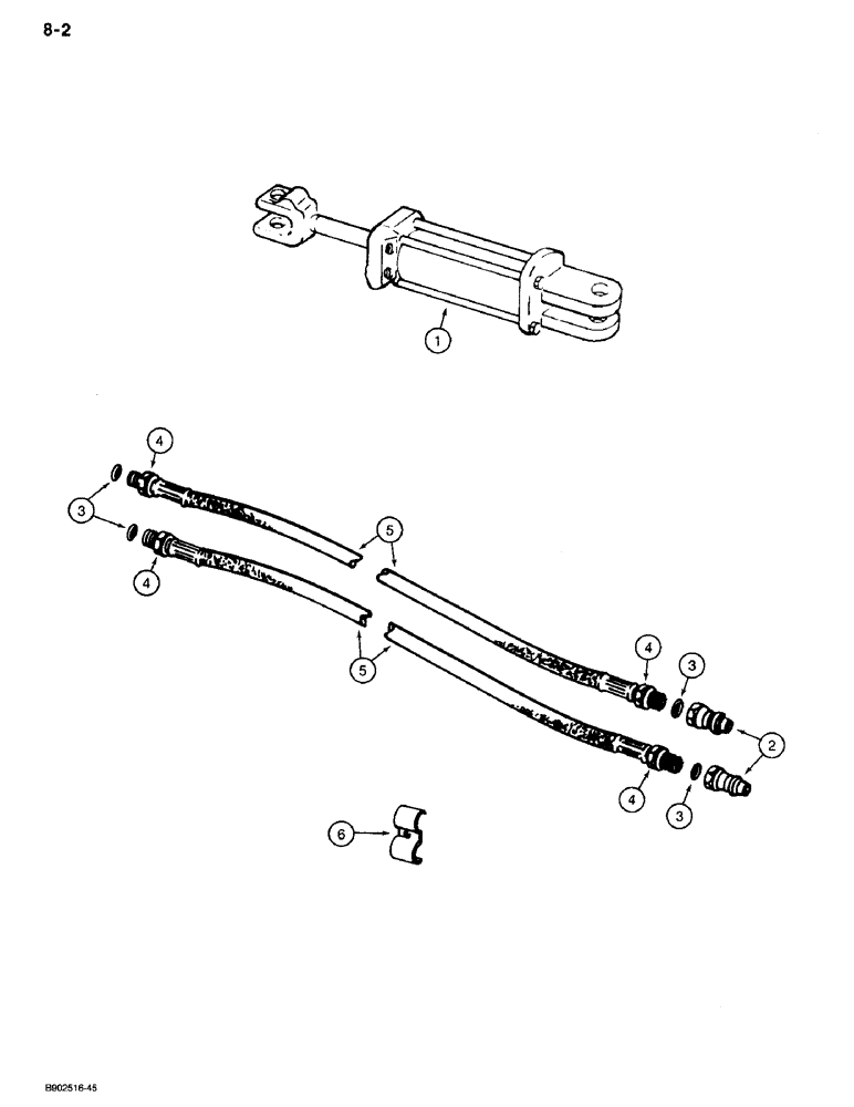 Схема запчастей Case IH 550 - (8-002) - HYDRAULIC HOSES AND CYLINDERS (08) - HYDRAULICS