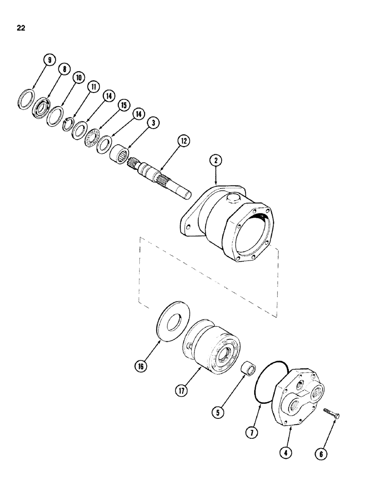 Схема запчастей Case IH 742 - (22) - HYDRAULICS, REAR DRIVE MOTOR 