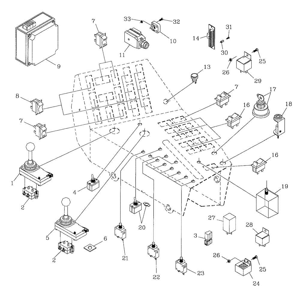 Схема запчастей Case IH 7700 - (A11[06]) - CABIN CONTROLS,  ELECTRIC Mainframe & Functioning Components