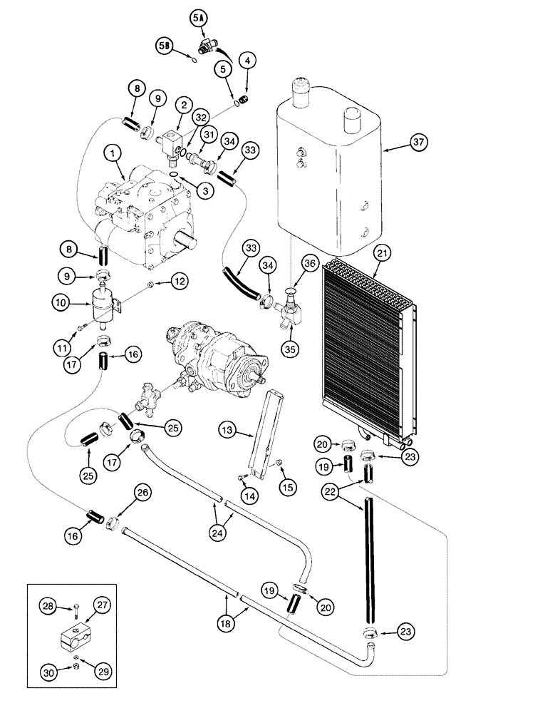 Схема запчастей Case IH 2377 - (08-05) - OIL COOLER SYSTEM (07) - HYDRAULICS