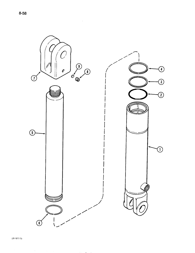 Схема запчастей Case IH 8600 - (8-58) - ROW MARKER CYLINDER (08) - HYDRAULICS