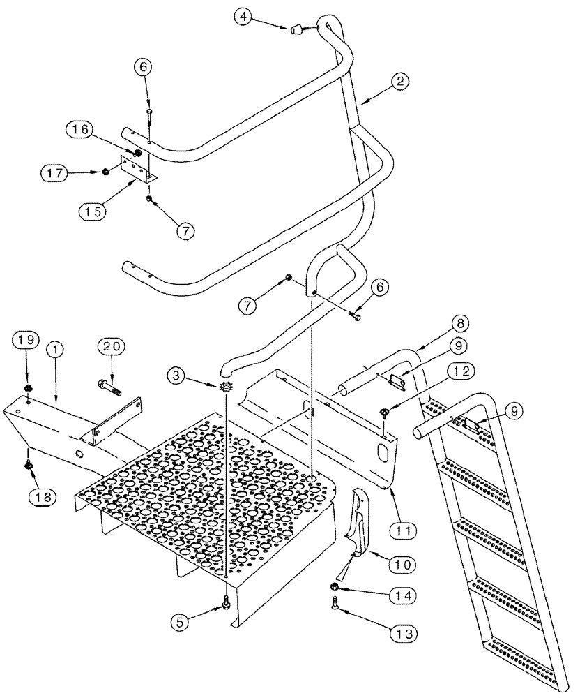 Схема запчастей Case IH 2388 - (09H-17) - PLATFORM - LADDER, RIGHT HAND (12) - CHASSIS