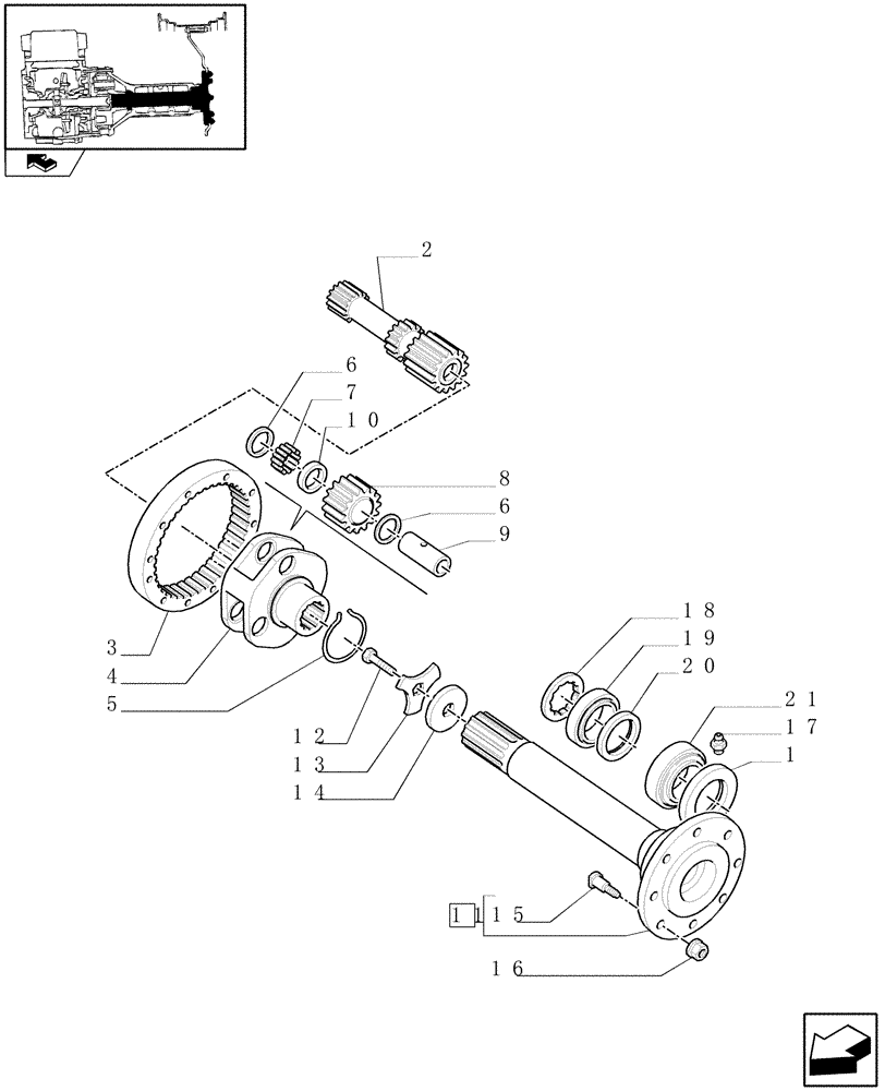 Схема запчастей Case IH MAXXUM 110 - (1.48.1) - FINAL DRIVE, GEARS AND SHAFTS (05) - REAR AXLE