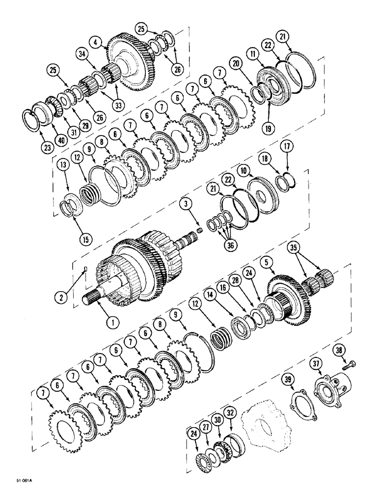 Схема запчастей Case IH 5150 - (6-018) - SPEED TRANSMISSION - DROP SHAFT, POWERSHIFT (06) - POWER TRAIN