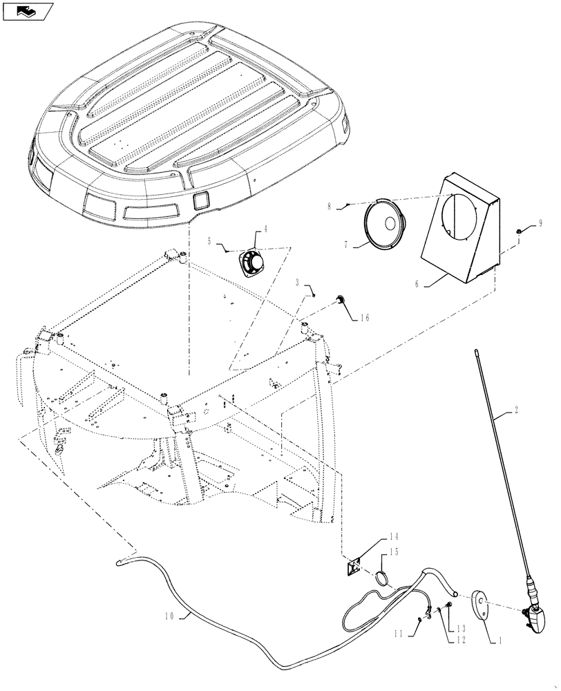 Схема запчастей Case IH 4420 - (01-002[01]) - PACKAGE, BENSON RADIO GROUP Cab Interior