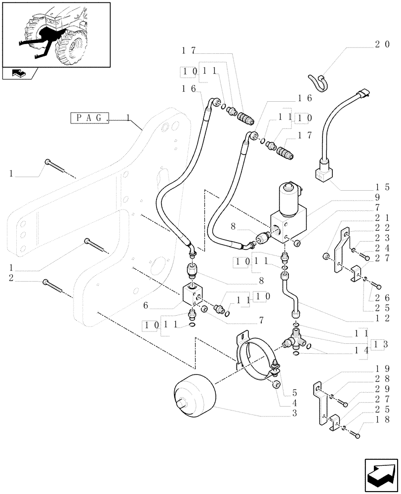 Схема запчастей Case IH PUMA 115 - (1.81.9/02[03]) - NOT INTEGRATED FRONT HPL WITH 6 SPLINES PTO - PIPES - C6335 (VAR.330813) (07) - HYDRAULIC SYSTEM