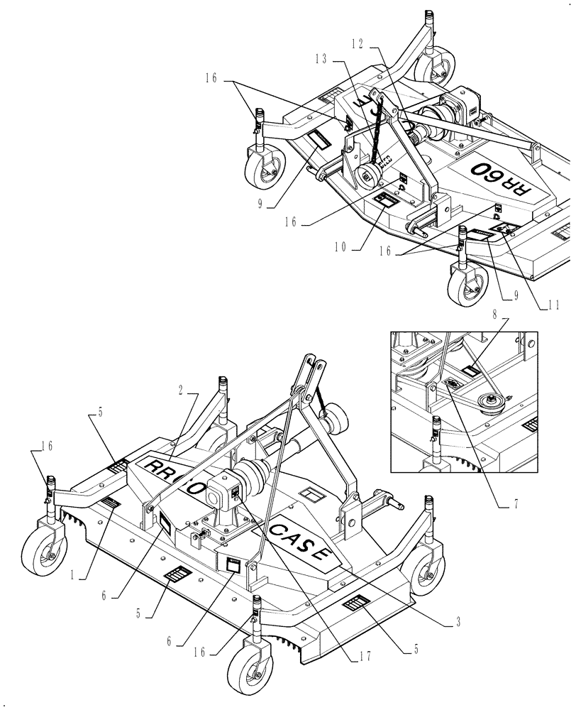 Схема запчастей Case IH RR60 - (050) - DECALS- 60" MOWER 