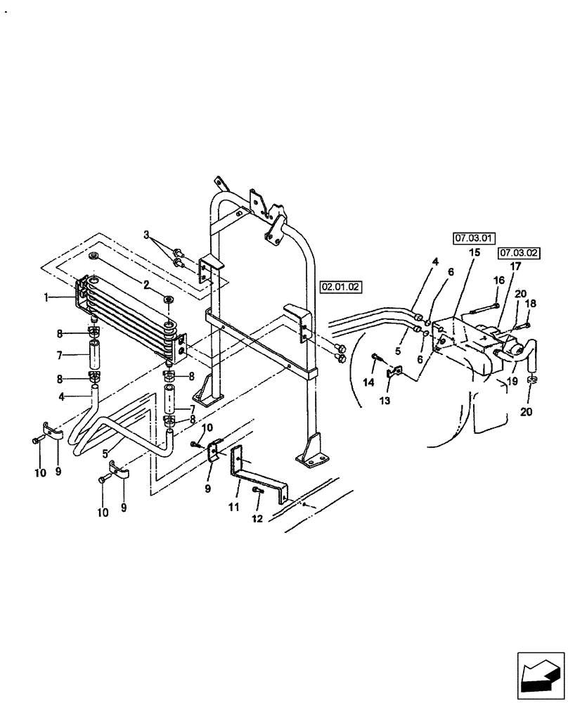 Схема запчастей Case IH FARMALL 60 - (02.06) - OIL COOLER (02) - ENGINE EQUIPMENT