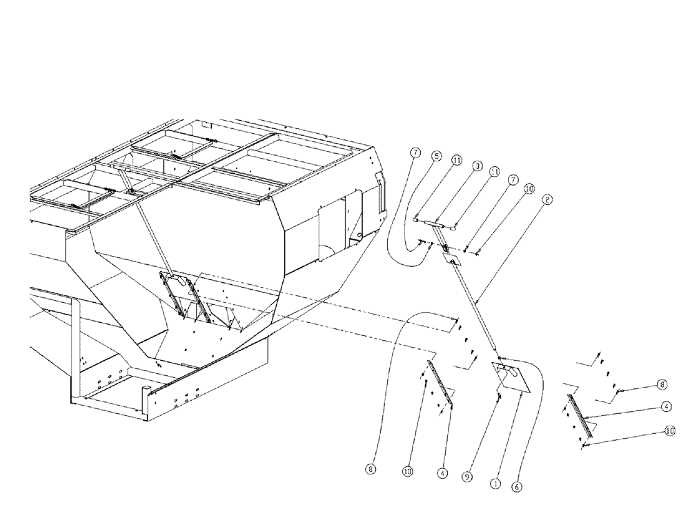 Схема запчастей Case IH 438 - (01-002) - GATE GROUP, AUXILARY BIN Basic Unit