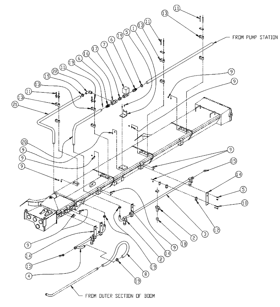 Схема запчастей Case IH 437 - (10-016) - WET BOOM, 2.5, RH, INNER Wet Kit