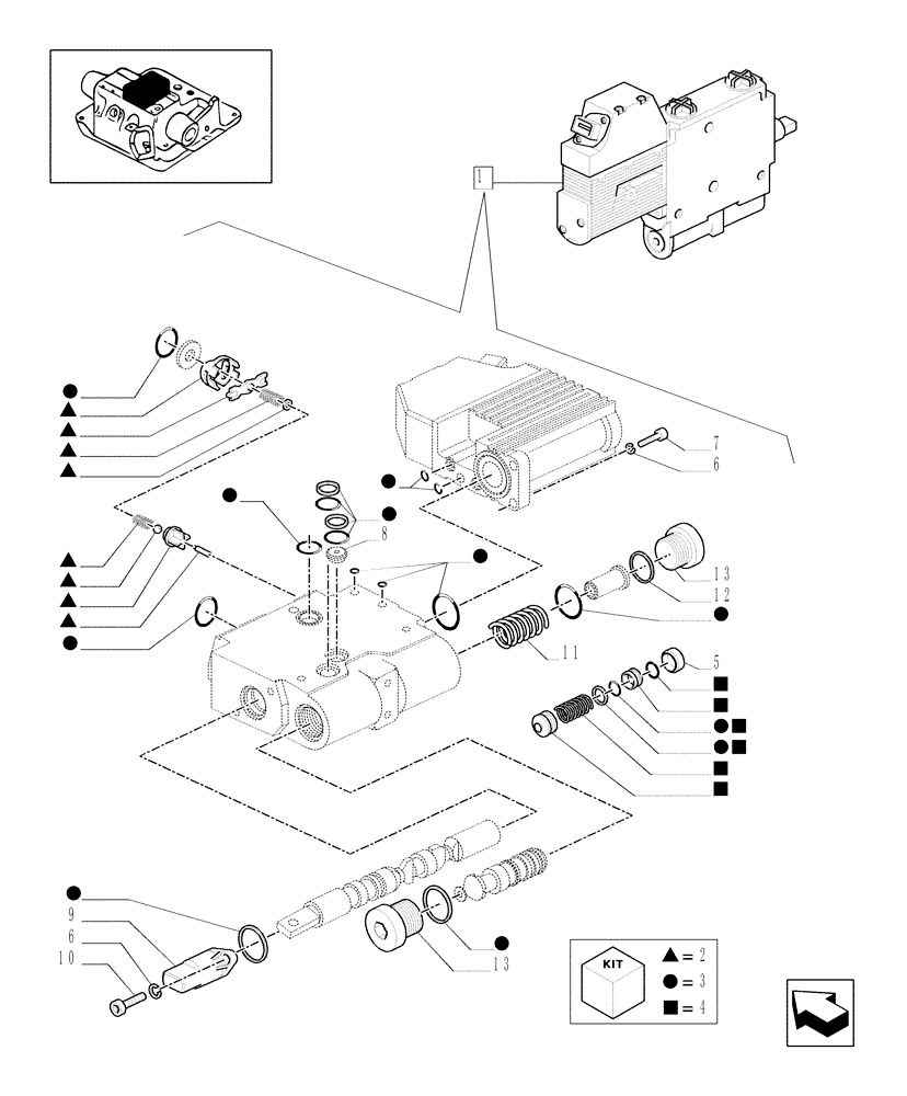 Схема запчастей Case IH MXU100 - (1.82.7/ H[01A]) - ELECTRONIC CONTROL VALVE - COMPONENT PARTS - D5029 - C5504 (07) - HYDRAULIC SYSTEM