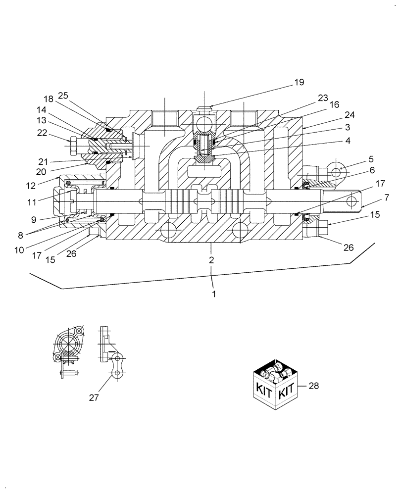 Схема запчастей Case IH FARMALL 55 - (07.08.01) - 3 POSITION SELF CENTERING VALVE - 710366206 (07) - HYDRAULIC SYSTEM