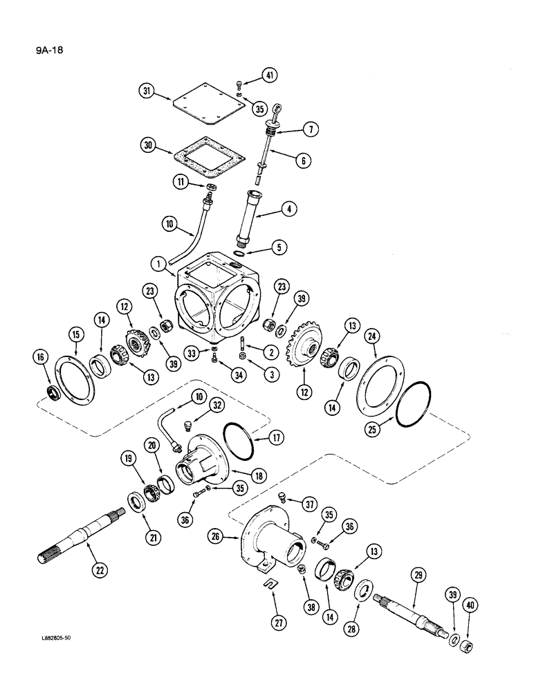 Схема запчастей Case IH 1640 - (9A-18) - FEEDER DRIVER FORWARD GEAR HOUSING (13) - FEEDER