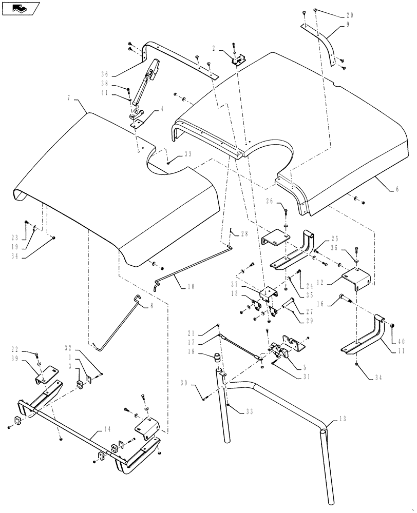 Схема запчастей Case IH 4420 - (04-021[01]) - HOOD GROUP, TOP ACCESS Suspension & Frame