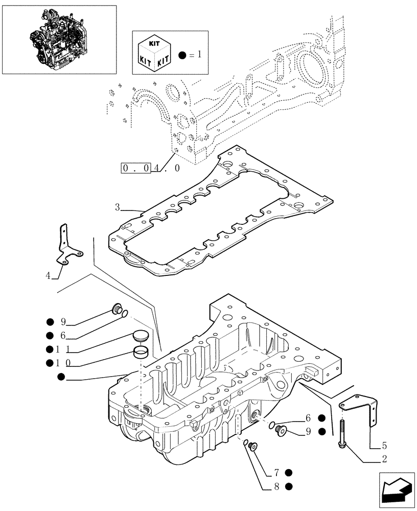 Схема запчастей Case IH MXU110 - (0.04.2) - ENGINE OIL SUMP (01) - ENGINE