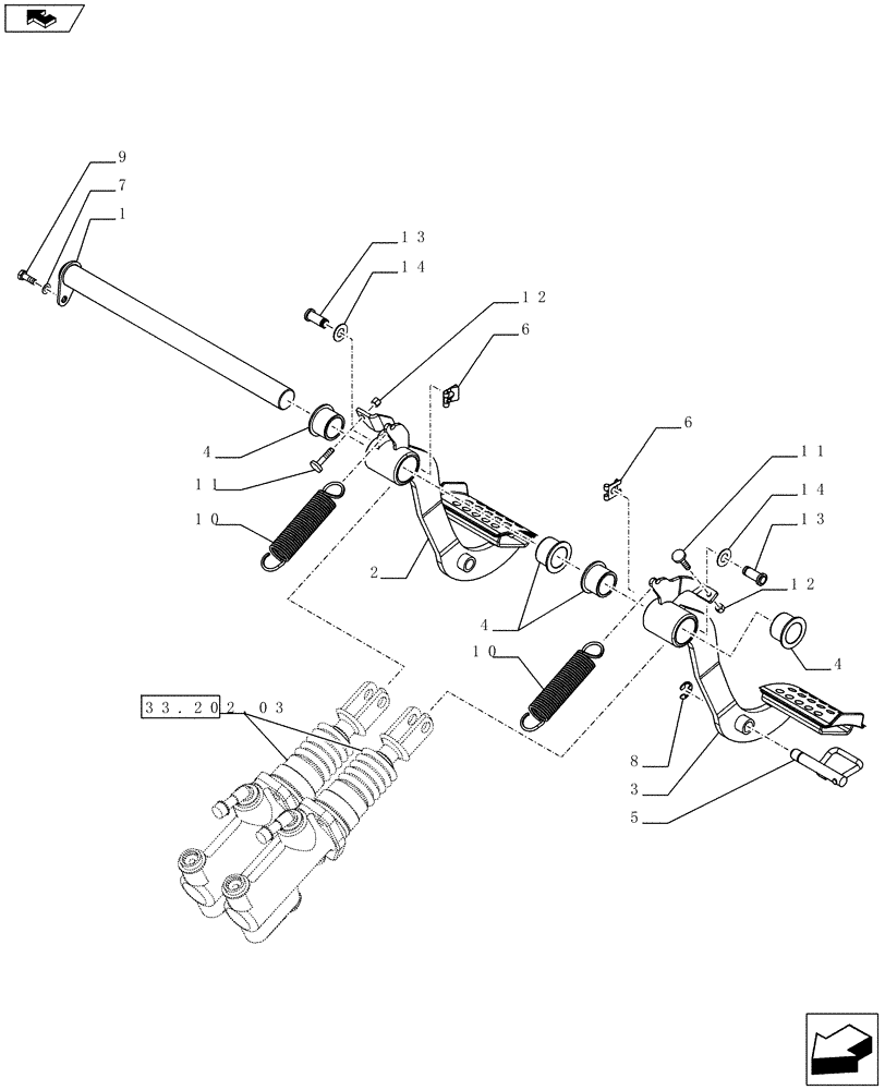 Схема запчастей Case IH FARMALL 75C - (33.202.04[01]) - BRAKE PEDALS - END YR 23-JUN-2014 (33) - BRAKES & CONTROLS