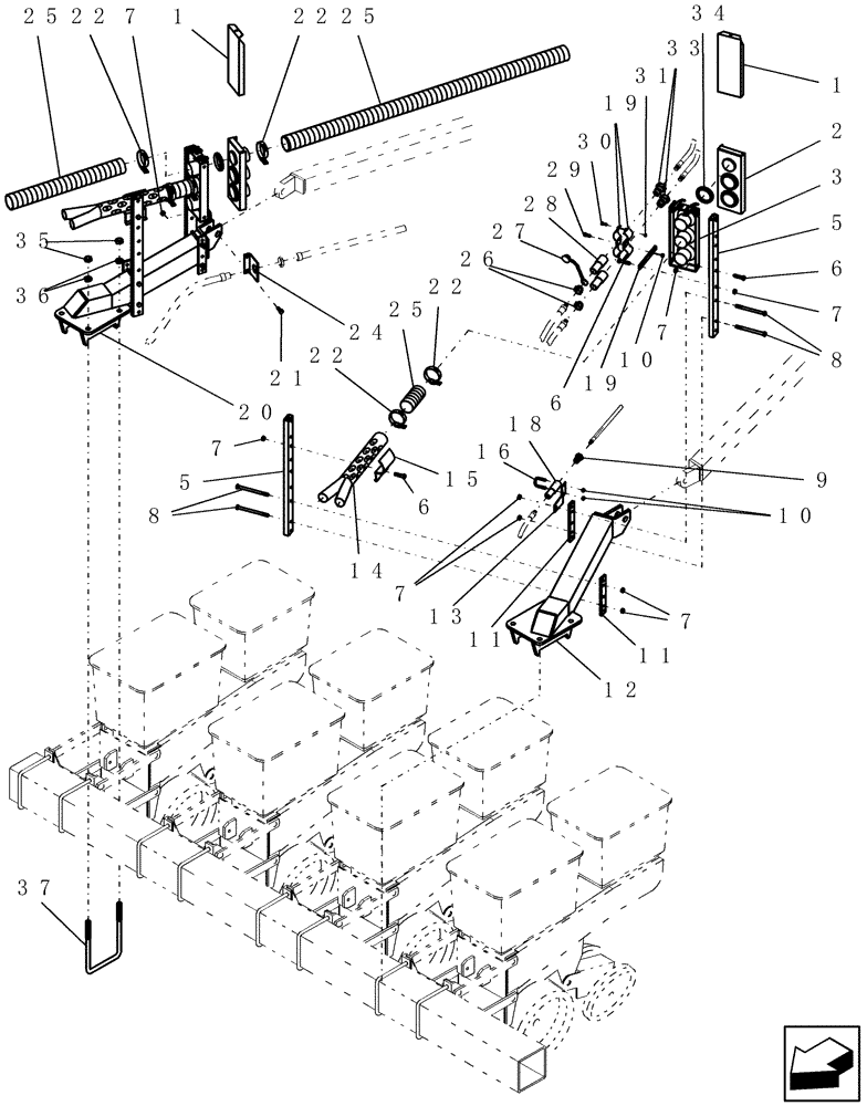 Схема запчастей Case IH ADX3430 - (F.10.D[16]) - TOW BEHIND PLANTER FIELD HITCH CONNECTIONS F - Frame Positioning