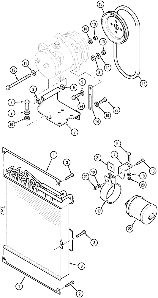 Схема запчастей Case IH MX170 - (02-10) - AIR CONDITIONER, COMPRESSOR AND CONDENSER (10) - ENGINE