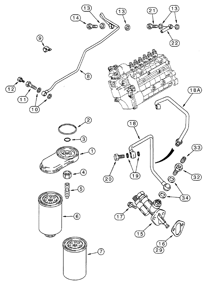 Схема запчастей Case IH 7250 - (3-028) - FUEL FILTER AND TRANSFER PUMP, 6TA-830 EMISSIONS CERTIFIED ENGINE, TRACTOR PIN JJA0064978 AND AFTER (03) - FUEL SYSTEM