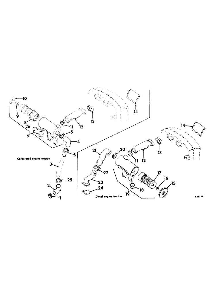 Схема запчастей Case IH 2706 - (E-06) - FUEL SYSTEM, AIR CLEANER AND CONNECTIONS (02) - FUEL SYSTEM