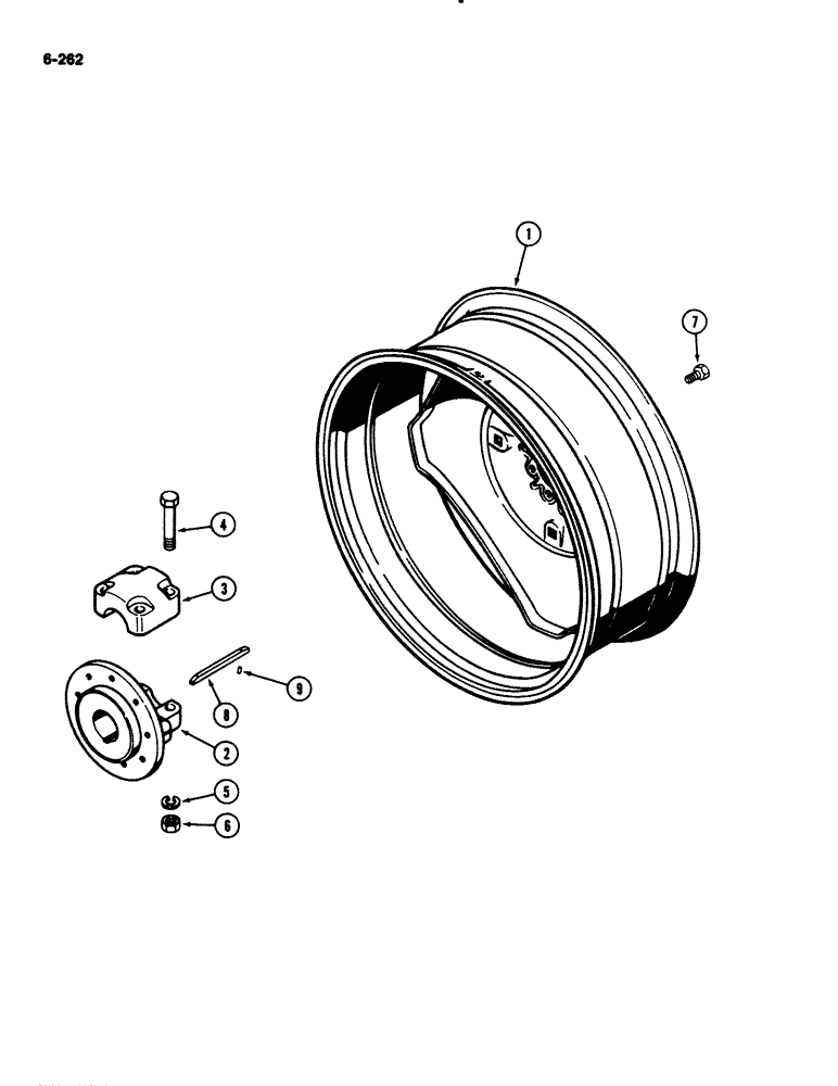Схема запчастей Case IH 2294 - (6-262) - STEEL DUAL REAR WHEELS, WITH 38 INCH (965 MM) RIMS, FOR 3-1/2 INCH (89MM) DIAMETER AXLE (06) - POWER TRAIN