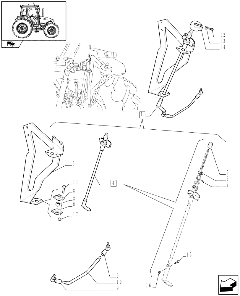 Схема запчастей Case IH FARMALL 95 - (1.92.81[02A]) - HPL GROUND ACCESS CONTROL LEVER - W/CAB - D7013 (VAR.335834) (10) - OPERATORS PLATFORM/CAB