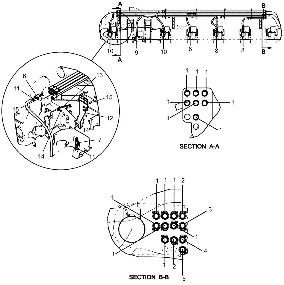 Схема запчастей Case IH 1260 - (80.150.09[01]) - BULK FILL - HOSES MIDDLE LT 80, MODEL YEAR 2010 AND BEFORE (80) - CROP STORAGE/UNLOADING