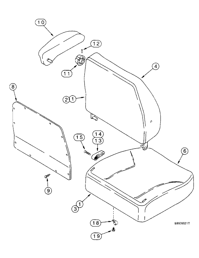 Схема запчастей Case IH 2188 - (9G-20) - MECHANICAL AND AIR SUSPENSION SEAT, CUSHIONS AND KNOBS (10) - CAB & AIR CONDITIONING