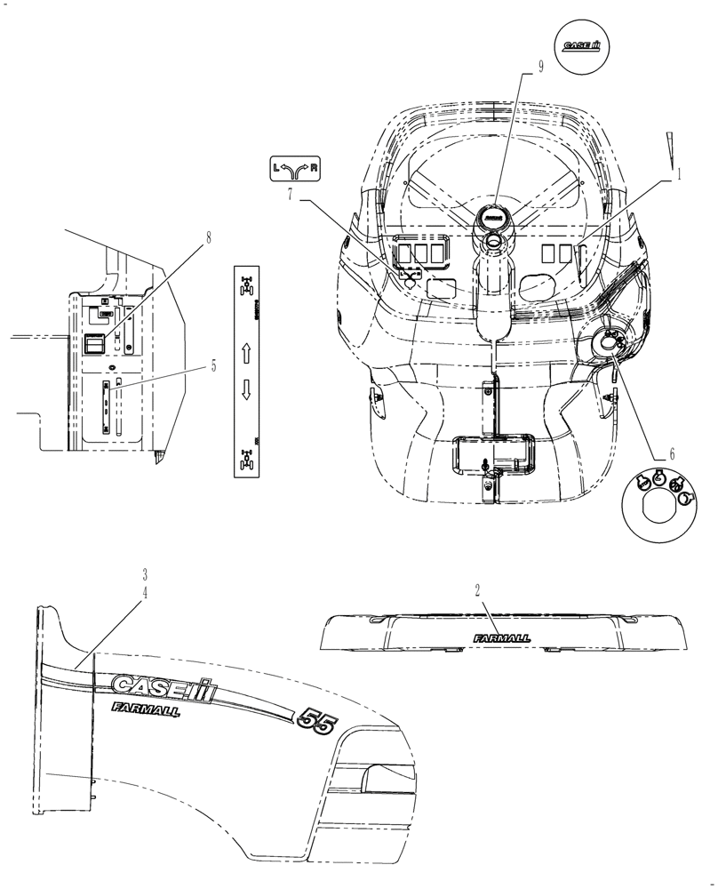 Схема запчастей Case IH FARMALL 55 - (08.04.02) - DECALS (08) - SHEET METAL