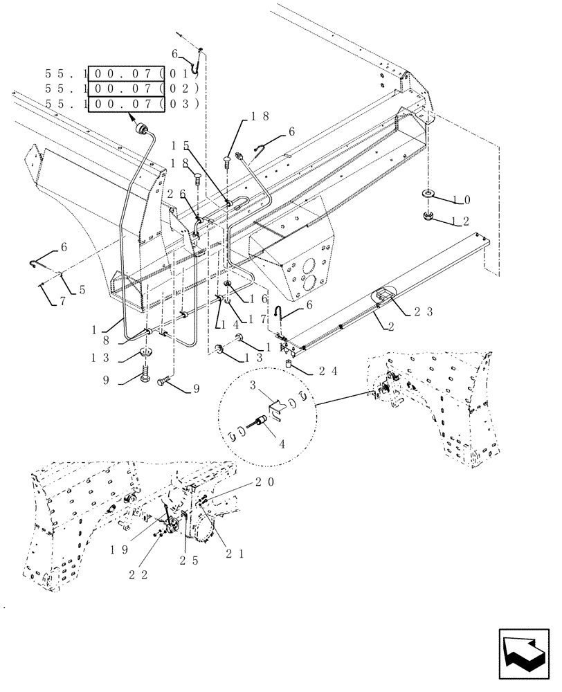 Схема запчастей Case IH 7120 - (55.100.42) - WIRE HARNESS, REAR, LOWER FRAME (55) - ELECTRICAL SYSTEMS