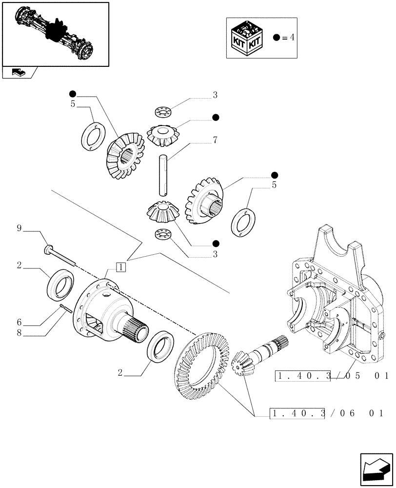 Схема запчастей Case IH PUMA 180 - (1.40.3/07) - (VAR.212) FRONT AXLE WITH ACTIVE SUSPENSIONS AND BRAKES - DIFFERENTIAL LOCKING (04) - FRONT AXLE & STEERING