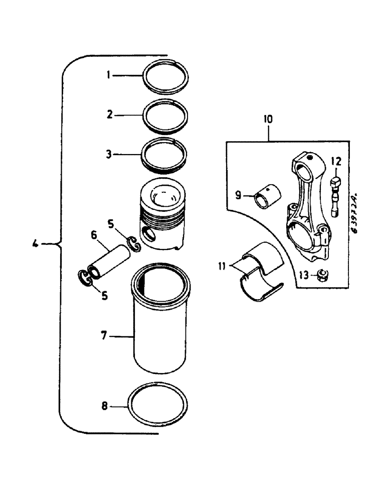 Схема запчастей Case IH 744 - (3B01) - PISTON AND CYLINDER SLEEVE Power