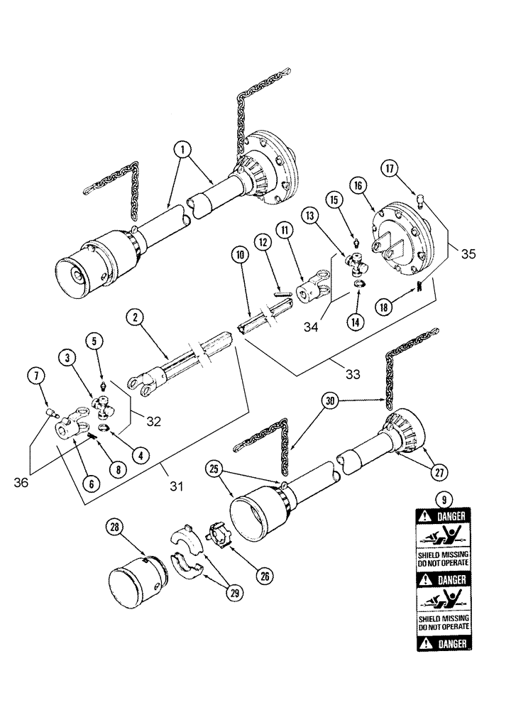 Схема запчастей Case IH 1010 - (09C-12) - DRIVE SHAFT 15.0, 17.5 AND 20.0 FOOT HEADER - BSN JJC0304999 (09) - CHASSIS/ATTACHMENTS