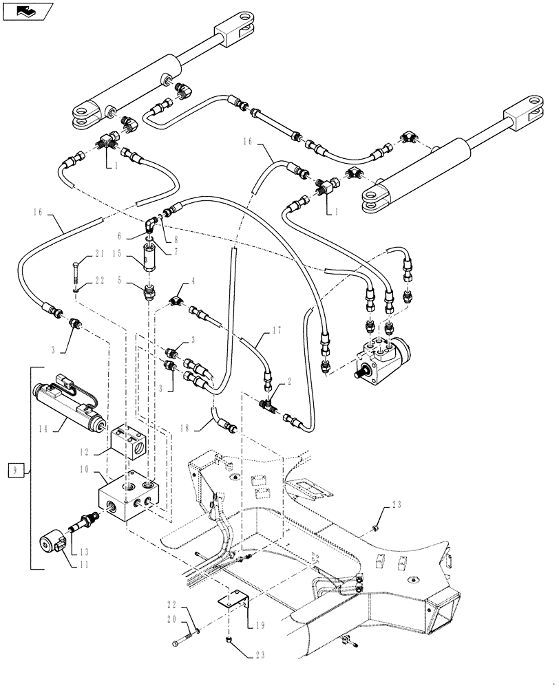 Схема запчастей Case IH 3230 - (35.900.05) - HYDRAULIC GROUP, AUTO GUIDE (35) - HYDRAULIC SYSTEMS