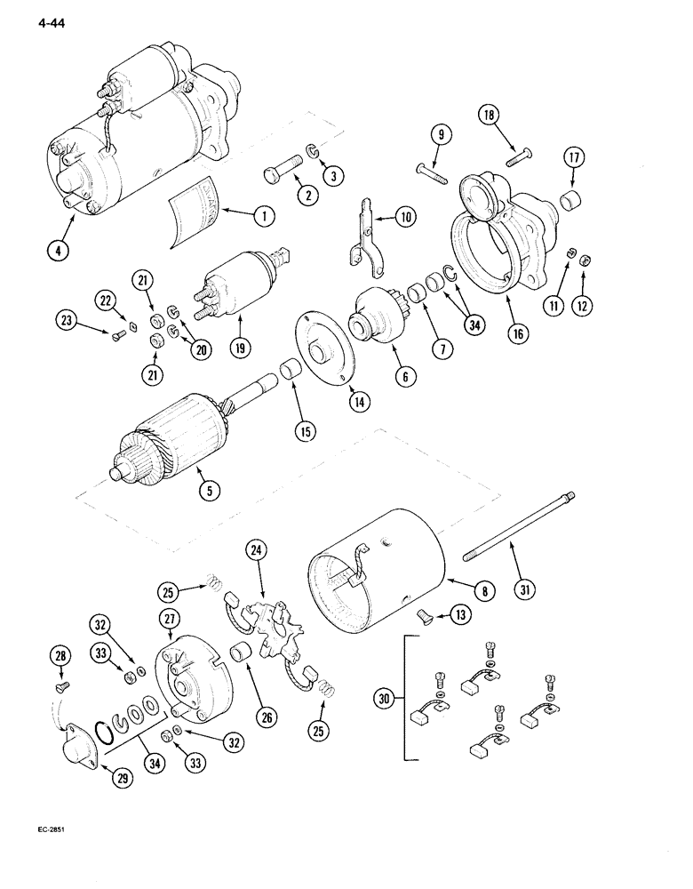 Схема запчастей Case IH 995 - (4-44) - STARTER MOTOR, BOSCH (04) - ELECTRICAL SYSTEMS